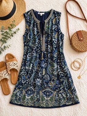 DR2 Paisley Sleeveless Dress Boho 1X